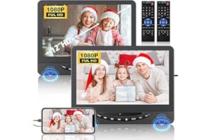 12" Dual Portable DVD Player for Car with 1080P HDMI Input, FELEMAN Car DVD Player Dual Screen Play A Same or Two Different Movies, 5 Hours Rechargeable, Support USB, AV in, Lsat Memory