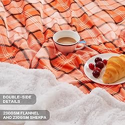 inhand Fall Sherpa Throw Blanket Autumn Plaid