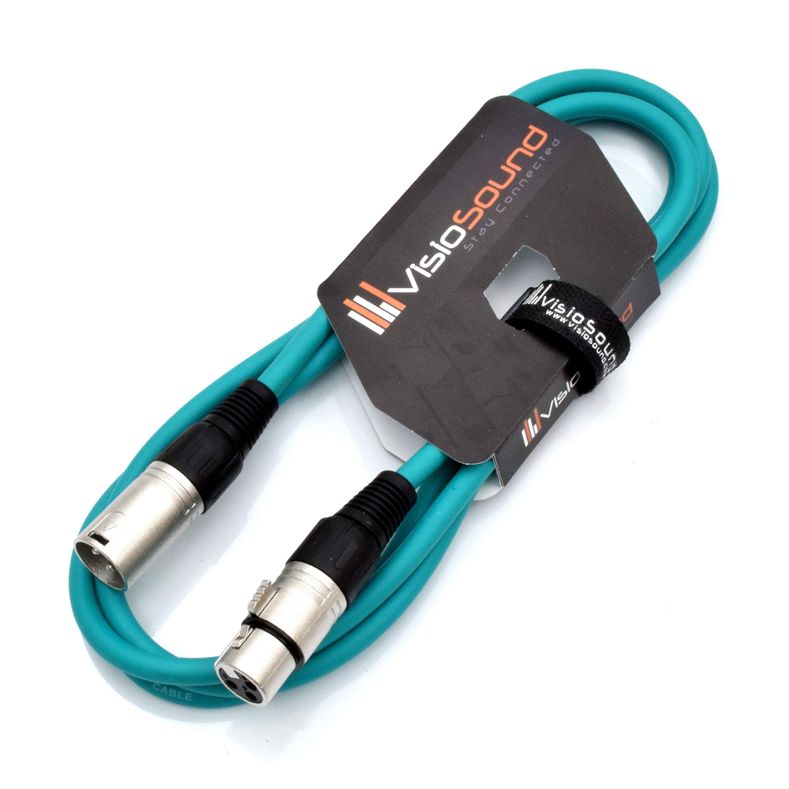 VisioSound Male to Female XLR Mic Lead/Balanced Microphone/Mic Patch Cable / 7 Colours (2m, Green)