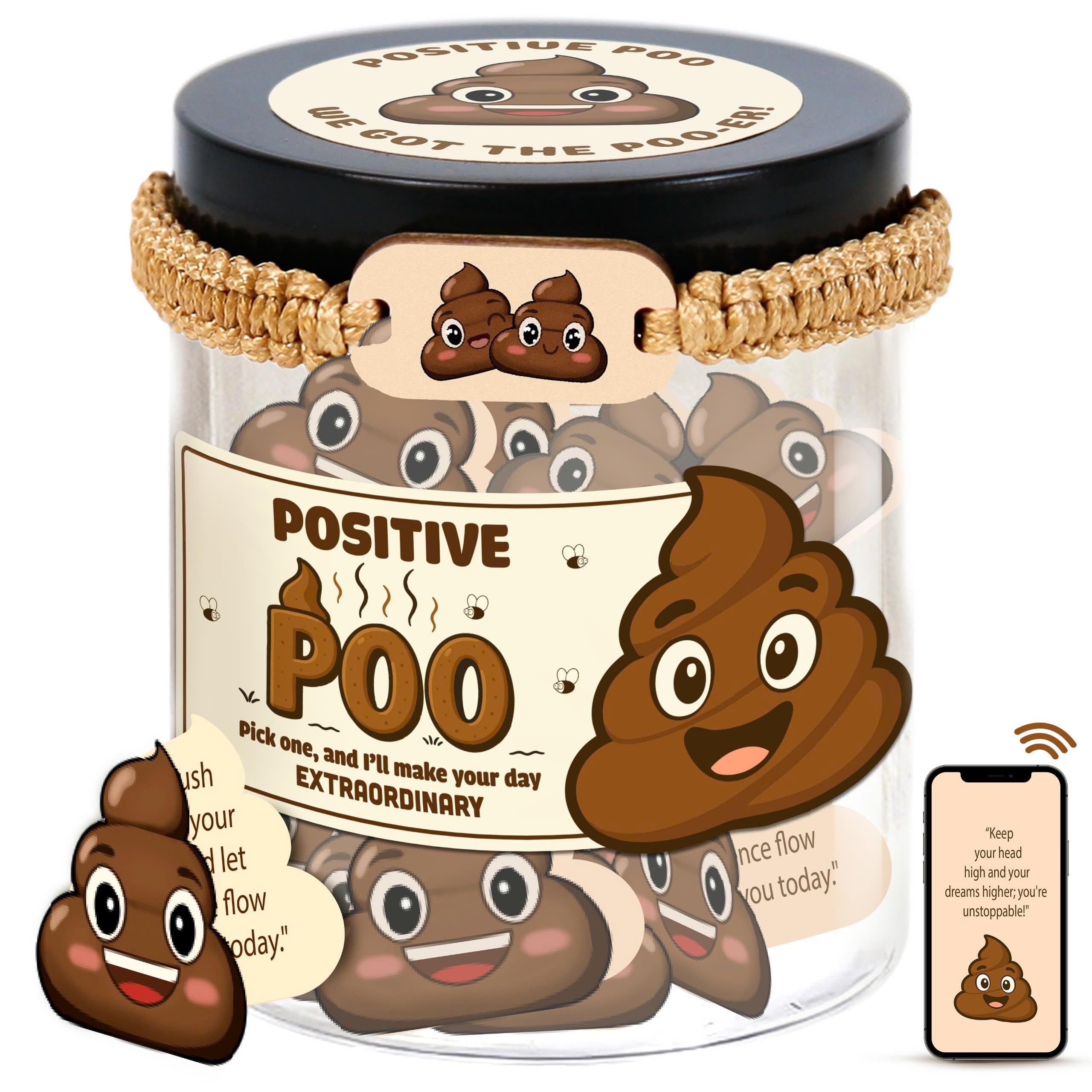 60 Positive Poo Cards Jar, Affirmation Cards For