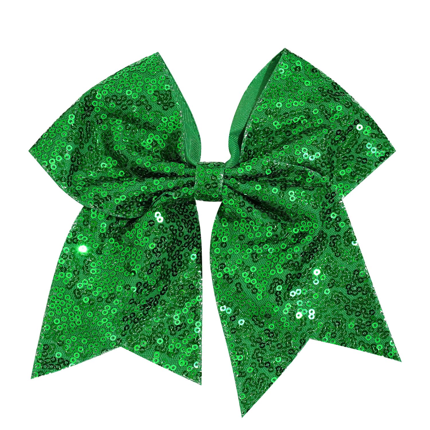 Photo 1 of 1 Pcs 8" Large Sequin Cheer Bows Clips, Cheerleading Glitter Hair Bow with Alligator Clips Hair Accessories for Cheerleaders Football Competition Sports (Green)