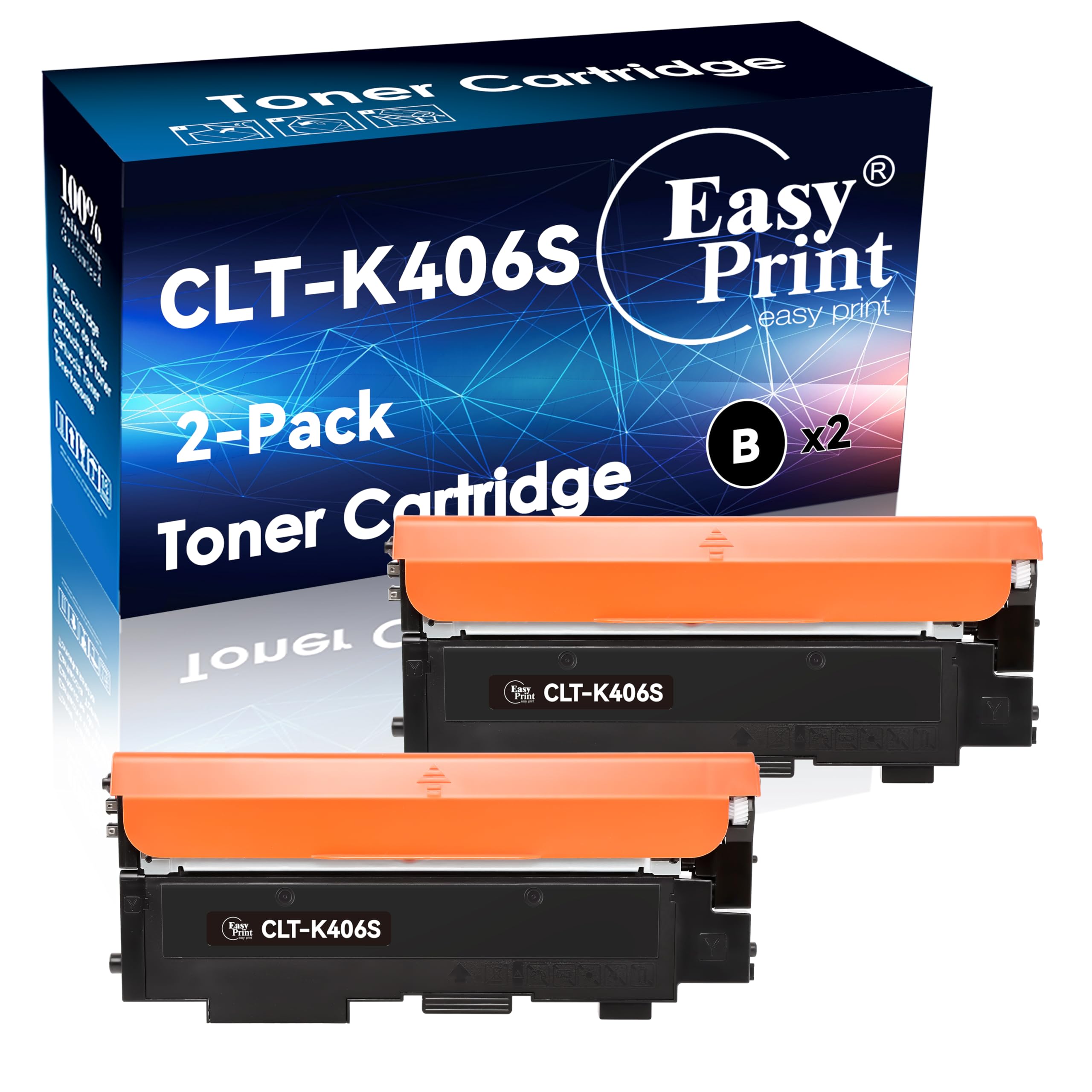 Photo 1 of EASYPRINT (2X Black) Compatible 406S CLT-406S Toner Cartridge CLT-K406S Used for Samsung CLP-360/365/366W, CLX-3303/3305/3306, SL-C460FW/C463W Printer, (2-Pack)