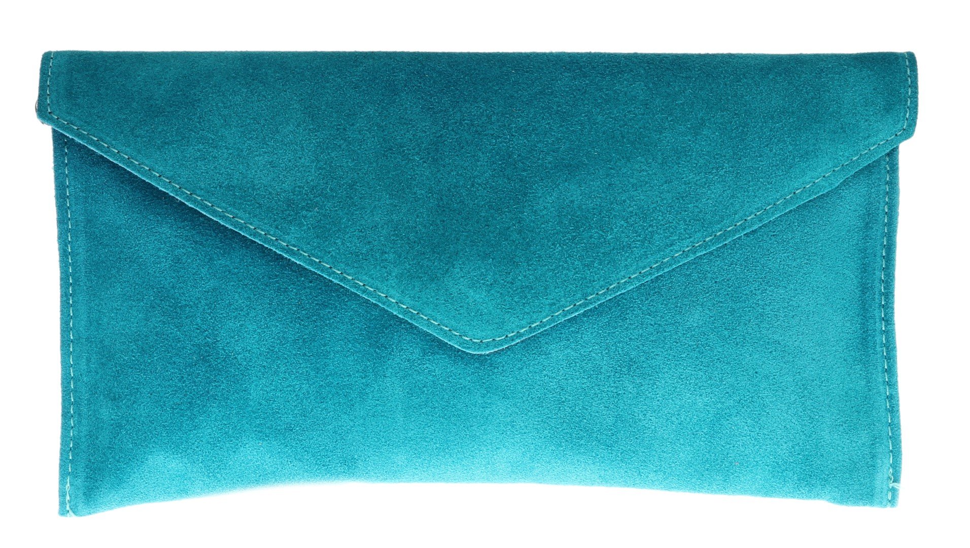 Girly Handbags Womens Italian Suede Leather Envelope Clutch Bag Turquoise
