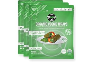 WrawP Organic Mini Veggie Wraps - VEGGIE LIFE (3 pack) SHELF STABLE, All Natural, Gluten Free, Paleo, Raw Vegan. Perfect for Wraps, flat bread, snack, chips