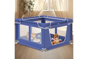 besuhot Puppy PlayPen 42 × 42 Inch, Dog Playpen with Gate for Puppies, Small and Medium Dogs, Pet PlayPen for Outdoors & Indoors, Tear Resistant Fabric.