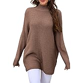 Womens Loose Sweater Oversized Turtleneck Long Batwing Sleeve Casual Winter Trendy Tops