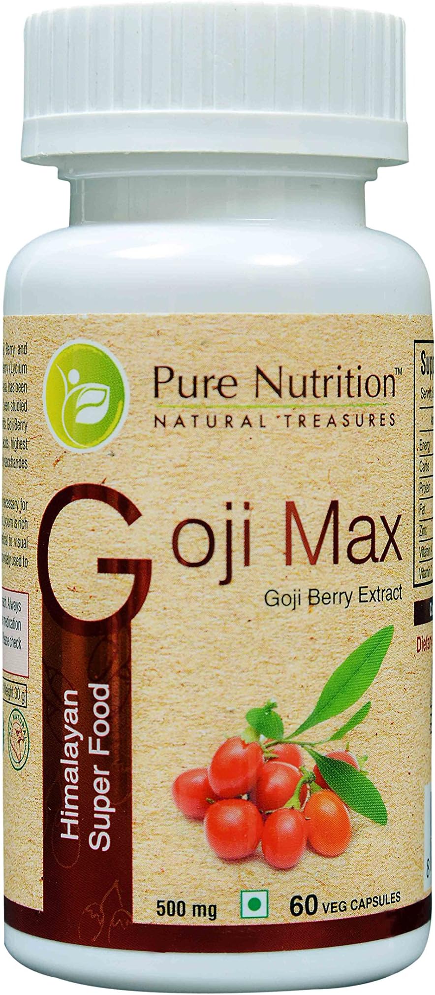 Goji Max 500mg (Himalayan Super Food) Goji Berry Supplement - 60 Caps