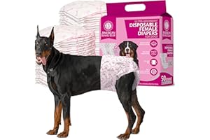American Kennel Club Female Dog Wrap, Disposable Diapers with Wetness Indicator, Large, 50 Count