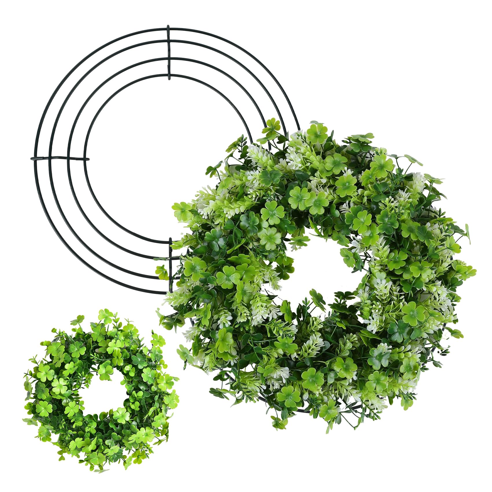 Photo 1 of 2 Pack Wreath Frames, 12 Inch Large Wire Wreath Frames Form, Dark Green Round Metal Wreaths Ring Frame for Valentines Day St Patricks Day Wreaths Making Supply, Front Door DIY Craft Outdoor Home Decor