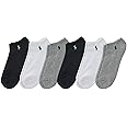 POLO RALPH LAUREN mens Athletic Performance Cotton Low Cut Socks - 6 Pair Pack - Moisture Wicking Mesh