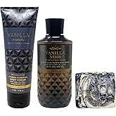 Bath & Body Works Vanilla Noir - Body Cream and 3-in-1 Hair, Face & Body Wash - with a Charcoal Scrub Bar Soap