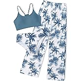 NECIOUS Girls Swimsuit, 3 Piece Bikini Bathing Suit Tropical Floral Swimwear with Cover Up Pants 7-16Y