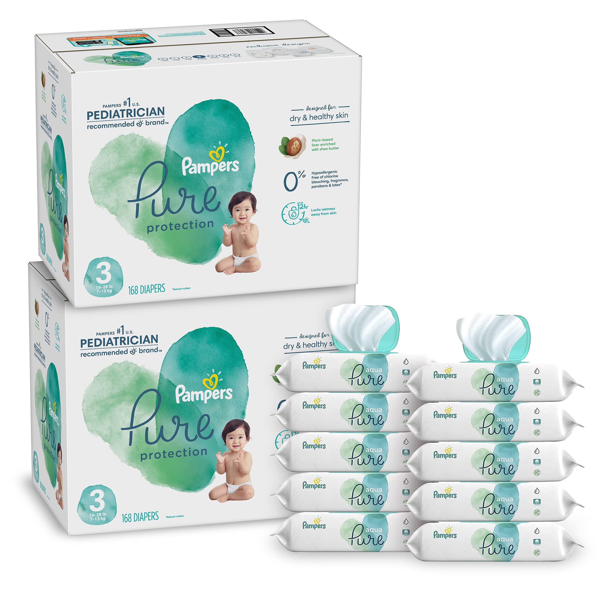 Pampers Pure Protection Disposable Baby Diapers Size 3, Month