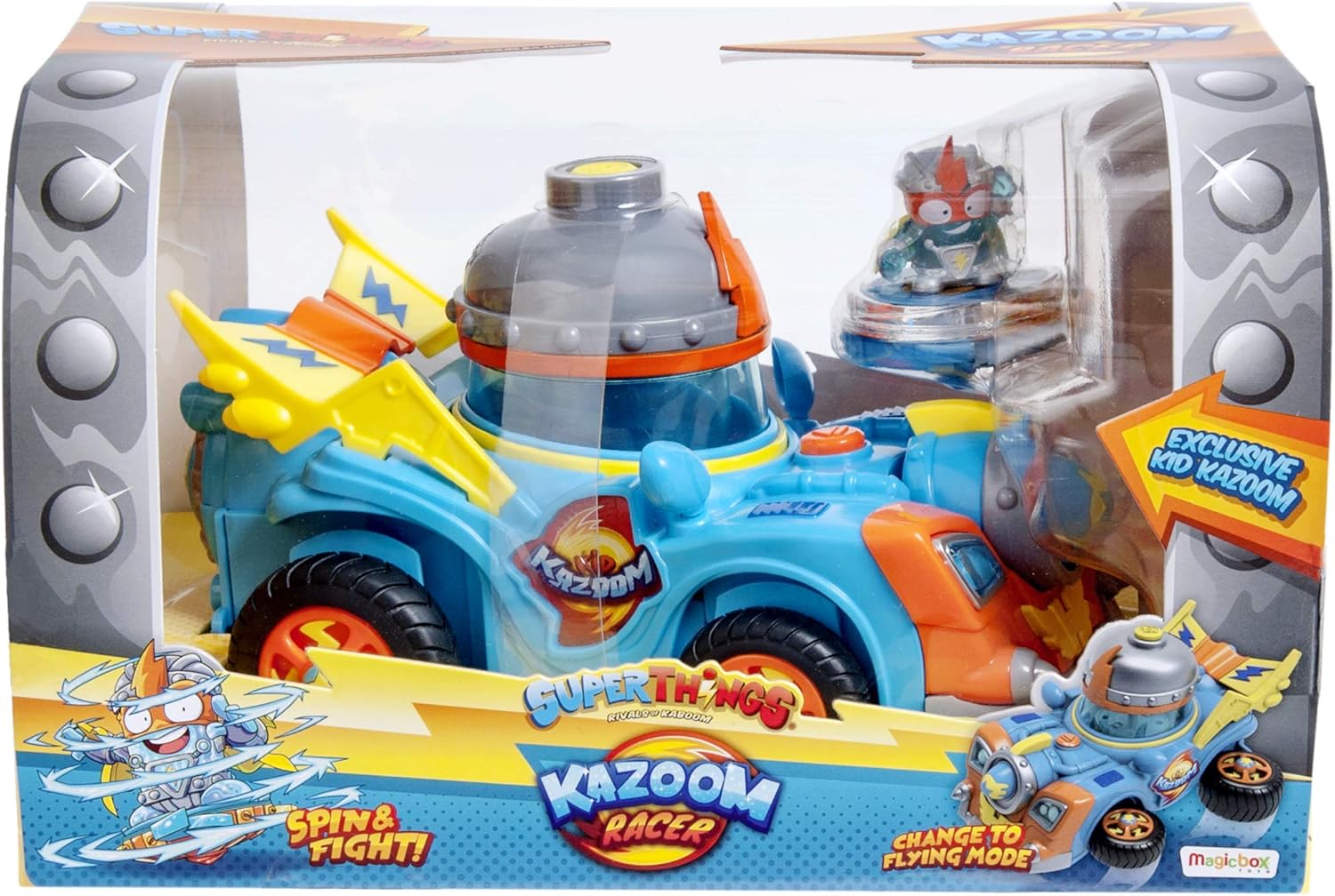 SUPERTHINGS Kid Kazoom Vehicle - Contains 1 vehicle with 1 launcher and top and 1 exclusive figure, Multicolor - Image 5