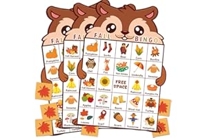 HEYINSHEN 24 Players Fall Bingo Card for Kids Autumn Bingo Cards Autumn Harvest Card Game Fall Crafts for Kids Fall Craft Supplies Thanksgiving Bingo Cards for Classroom Activities Party Supplies