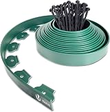 VOUNOT Lawn Edging 10m with 30 Pegs Green 4mm Thick Flexible Plastic Border view 1