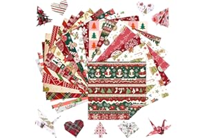 Harloon 500 Sheets Christmas Origami Paper 20 Styles 6 Inch Thin Double Sided Christmas Pattern Colorful Folding Paper Crafts for Holiday Scrapbook School House Office Decor Easy Fold for Beginner
