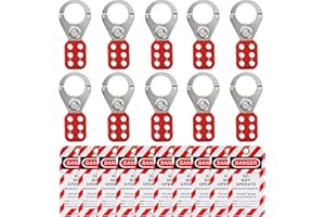 OMGTMD Lock Out Tag Out Hasp Lockout Tagout Hasp Kit 10 Loto Hasps and 10 Loto tags for Lockout Station,Lockout Safety Padlock Kit