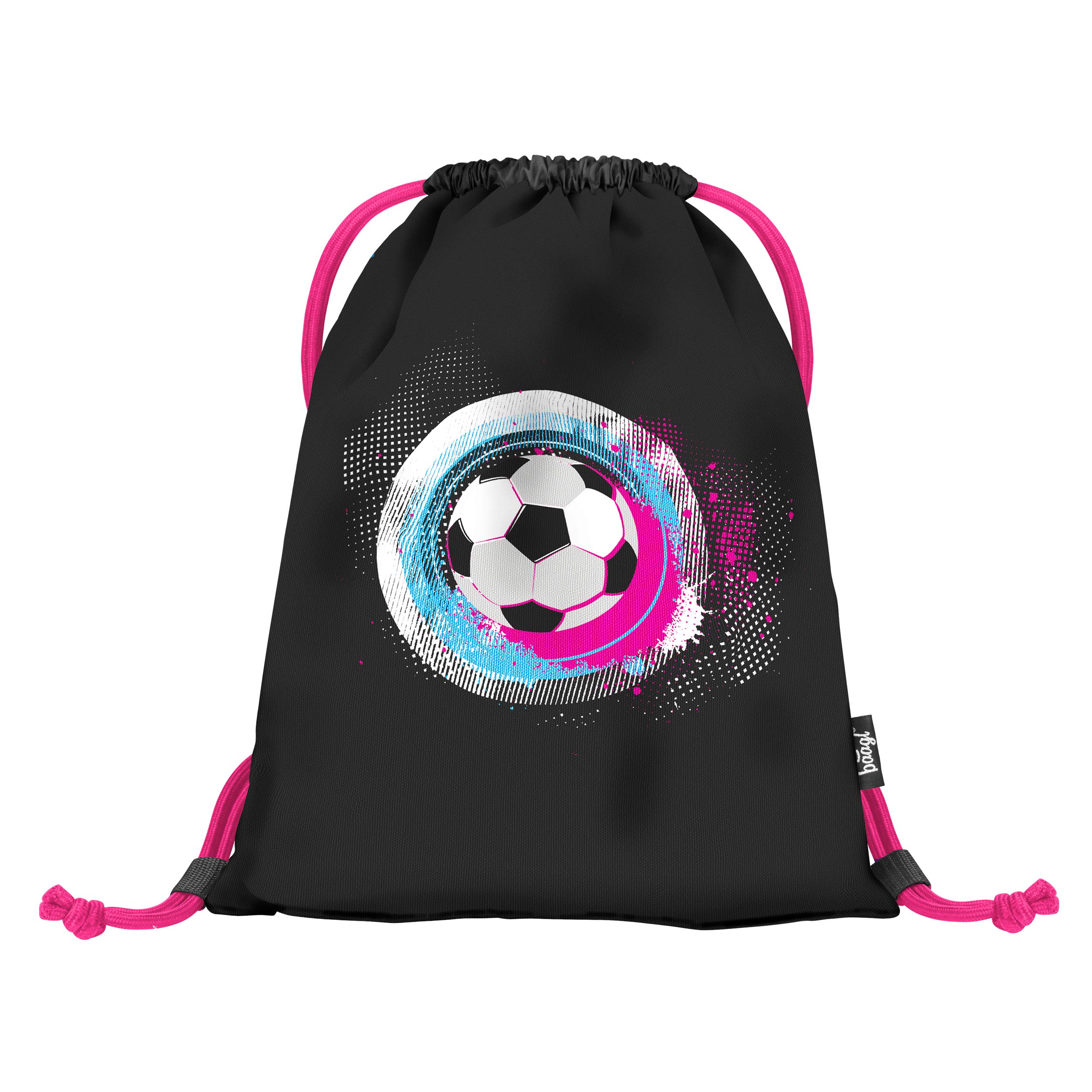 Baagl Drawstring Bag for Girls, Colorful Kids Sports Lightweight Gym Sack, Compact Children Shoe Bag, PE School Pull String Bag (Football Pink) — image 1