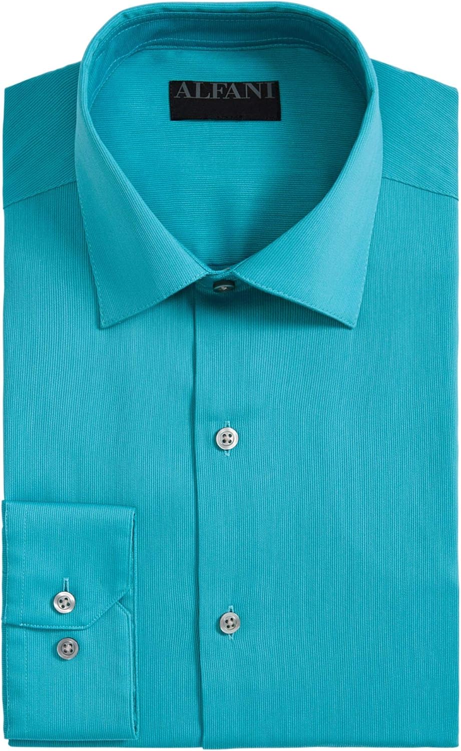 Alfani Mens Dress Shirts Medium RegularFit Stretch Green M at Amazon
