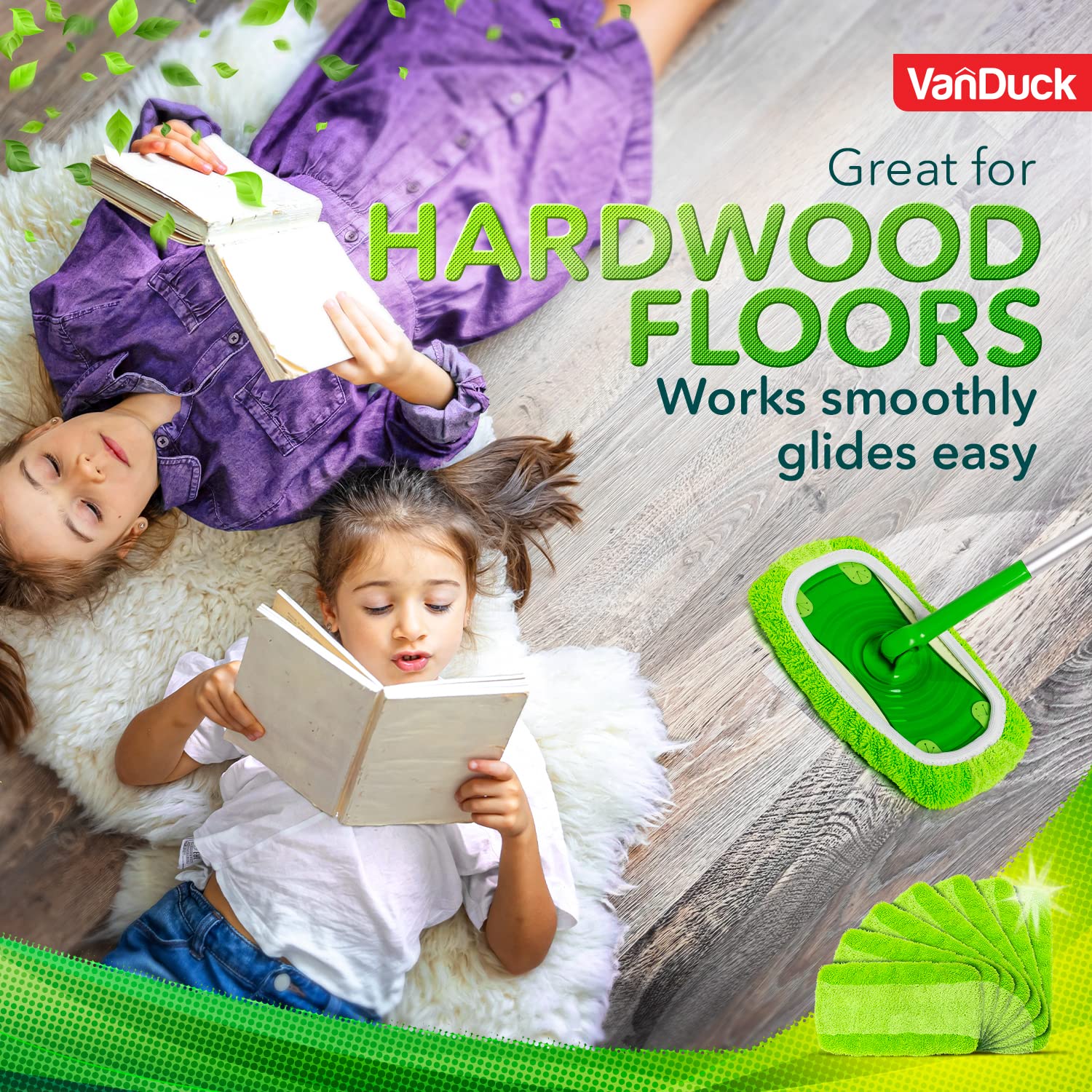 VanDuck Reusable Mop Pads Compatible with Swiffer Sweeper (4-Pack) - Washable Microfiber Mop Pads for Wet & Dry Use - All Purpose Floor Mopping and Cleaning Product