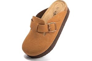 Vayfio Women's Suede Clogs Cork Footbed Sandals Comfort Platform Mules with Arch Support Adjustable Buckle Slip On Slippers