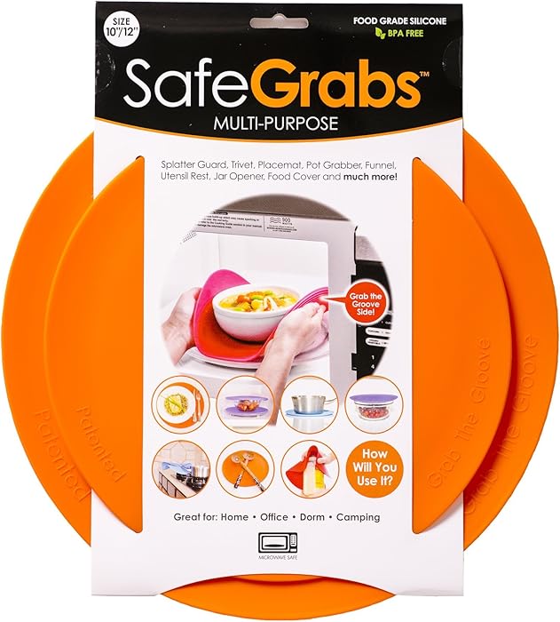 Multi-Purpose Silicone - Original Microwave Mat from Shark Tank | Splatter Guard, Trivet, Hot Pad, Pot Holder, Minimize Mess (BPA-Free, Heat Resistant, Dishwasher Safe), Set of 2, Orange