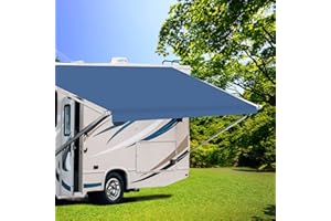 Dulepax RV Awning Fabric Replacement(19'2" Fabric) Heavy Duty 16 oz Vinyl Fabric Awning for Camper, Universal Camper Awning Replacement for All Trailer Awning Brands Blue