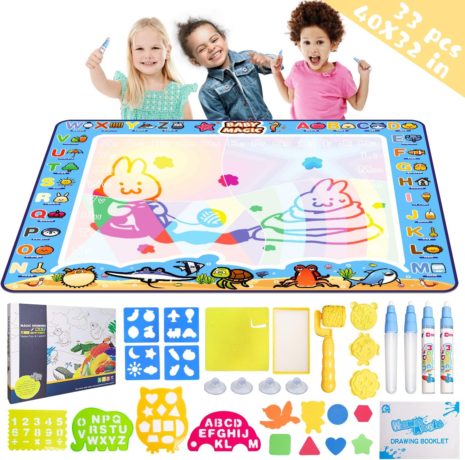 Aqua Magic Drawing Mat For Doodles Large Painting Area For 2 Kids 40 32 Inches Large Size Water Drawing Pad With Sea World Pattern Easy To Be Using By 3 4 Doodles Kids Skyla Skyler Free To Fly Large Aqua Drawing Mat For Kids Enable Aqua Magic Drawing Mat For Doodles Large Painting Area For 2 Kids 40 32 Inches Large Size Water Drawing Pad With Sea World Pattern Easy To Be Using By 3 4 Doodles Kids Skyla Skyler Free To Fly Large Aqua Drawing Mat For Kids Enable
