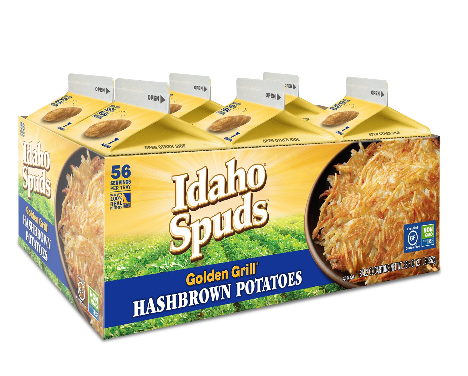 Idaho Spuds Real Potato, Gluten Free, Golden Grill Hashbrowns 4.2oz (8