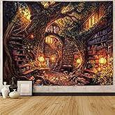 Accnicc Forest Library Tapestry Tree Bookshelf Tapestries Wall Hanging Vintage Fantasy Fairy Treehouse Book Large Tapestry for Bedroom Living Room Dorm Classroom 80 x 60 inch