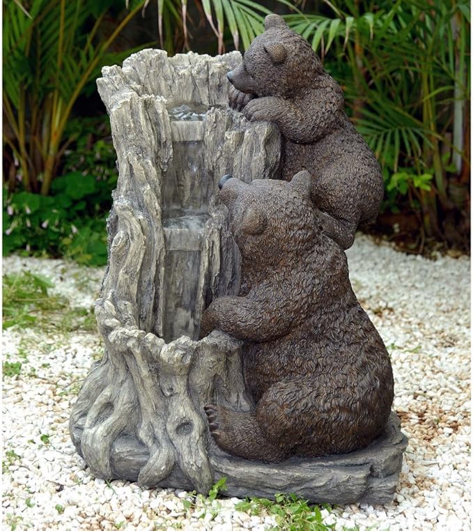 Curious Bears Polyresin Water Fountain Garden & Outdoor