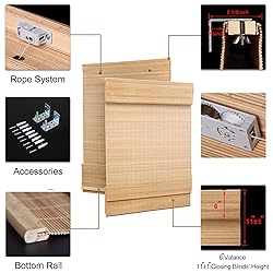 LazBlinds Cordless Bamboo Roman Shades, Light