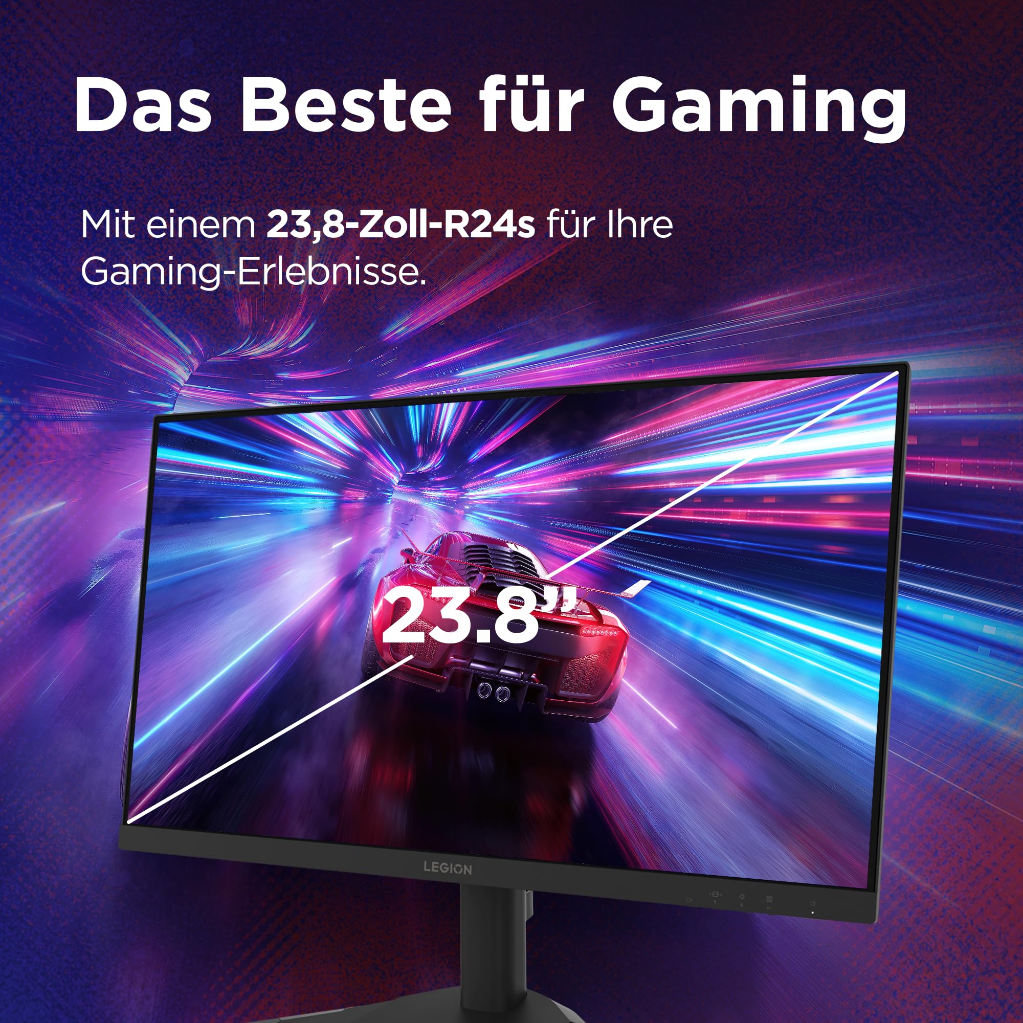 Lenovo Legion R24s | 24" Full HD Gaming Monitor | 1920x1080 | 16:9 | 144Hz | 1ms Reaktionszeit | HDMI | DisplayPort | IPS-Panel | Standfuß | Entspiegelt | TÜV Augenschutz | schwarz | 3.5. kg 2