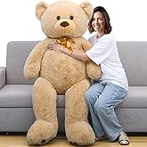 Tezituor Giant Teddy Bear 5 Feet Tall - Light Brown Life Size Teddy Bear Stuffed Animals 59" - Fluffy Huge Teddy Bear with Footprints - Cuddly Love Gift for Girlfriend