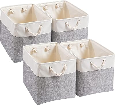 Mangata Canvas Storage Boxes 33x38x33cm Set of 4 Grey White Large Foldable