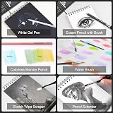HIFORNY 136 Pcs Drawing Set Pro Art Supplies Pencils Sketchbook Case Black view 6