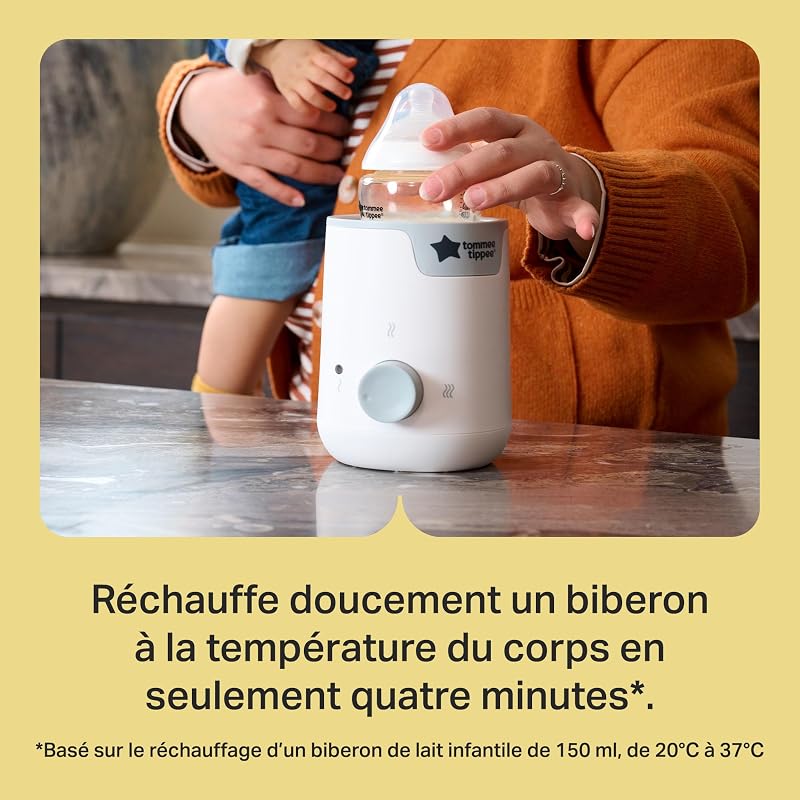 Easiwarm Chauffe-biberons et Petits Pots Électrique, Blanc, Réchauffe les Biberons en Quelques Minutes, Minuteur Automatique, Un Cadran