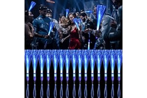YOFOBU 30 Pack Blue Fiber Optic Wands Glow Fiber Wands Bulk LED Light Up Wands with 3 Flashing Modes LED Flashing Sticks for 