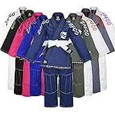 Zafco Sports Brazilian Jiu Jitsu, Kids Jiu Jitsu Gi Children BJJ Gi Grappling Kimonos Lightweight White Belt