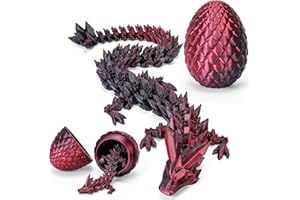 TBOLINE 12" 3D Printed Dragon Egg, Cool Articulated Crystal Dragon Toy in Surprise Egg, Animals Dinosaur Fidget Toy for Boys Kid Teen