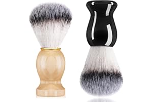 Newtay 2 Pack Men Shaving Brush, Soap Synthetic Hair Tool & wet Shave Using Cream with Hard Wood Handle Synthetic Travel Paint Brush for Men Valentine Gifts Hair Salon Tool Home(Brown, Black,stylish)
