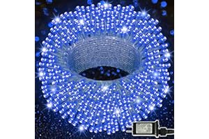 LJLNION 300 LED String Lights Outdoor Indoor, Extra Long 98.5FT Super Bright Christmas Lights, 8 Lighting Modes, Plug in Waterproof Fairy Lights for Holiday Wedding Party Bedroom Decorations (Blue)