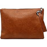 Amaze Womens Oversized Clutch Bag Large PU Leather Pouch Evening Handbags Envelope Purse with Wristlet Shoulder Lady