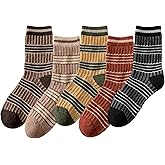 MAVTBOFL 5 Pairs Women's Vintage Wool Socks, Super Cozy Thick Winter Hiking Crew Socks