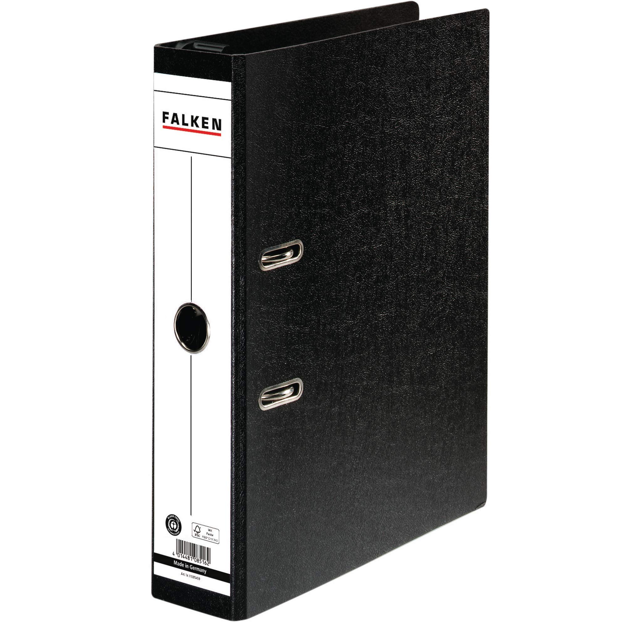 Original Falken suspension file hardboard. Made in Germany. 8 cm wide DIN A4 black with hanging swivel plastic ring binder file folder letter file office folder cardboard folder Blue Angel