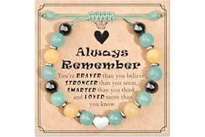 JEWELRYCARD Jewelry&Card Gifts for Teen Girls, Natural Stone Heart Bracelets, Mothers Day Gifts Ideas for Daughter Granddaughter Niece, 3-21 Year Old Birthday Gifts