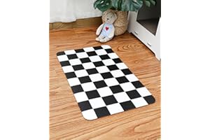 Ralxion Checkered Dog Feeding Mat, Absorbent Mats for Dog Food and Water Bowl, Dispenser, Feeder, Retro Aesthetic Black Checkerboard Pet Placemat for Dogs, Cats, Puppy Accessories, 16" X 24”