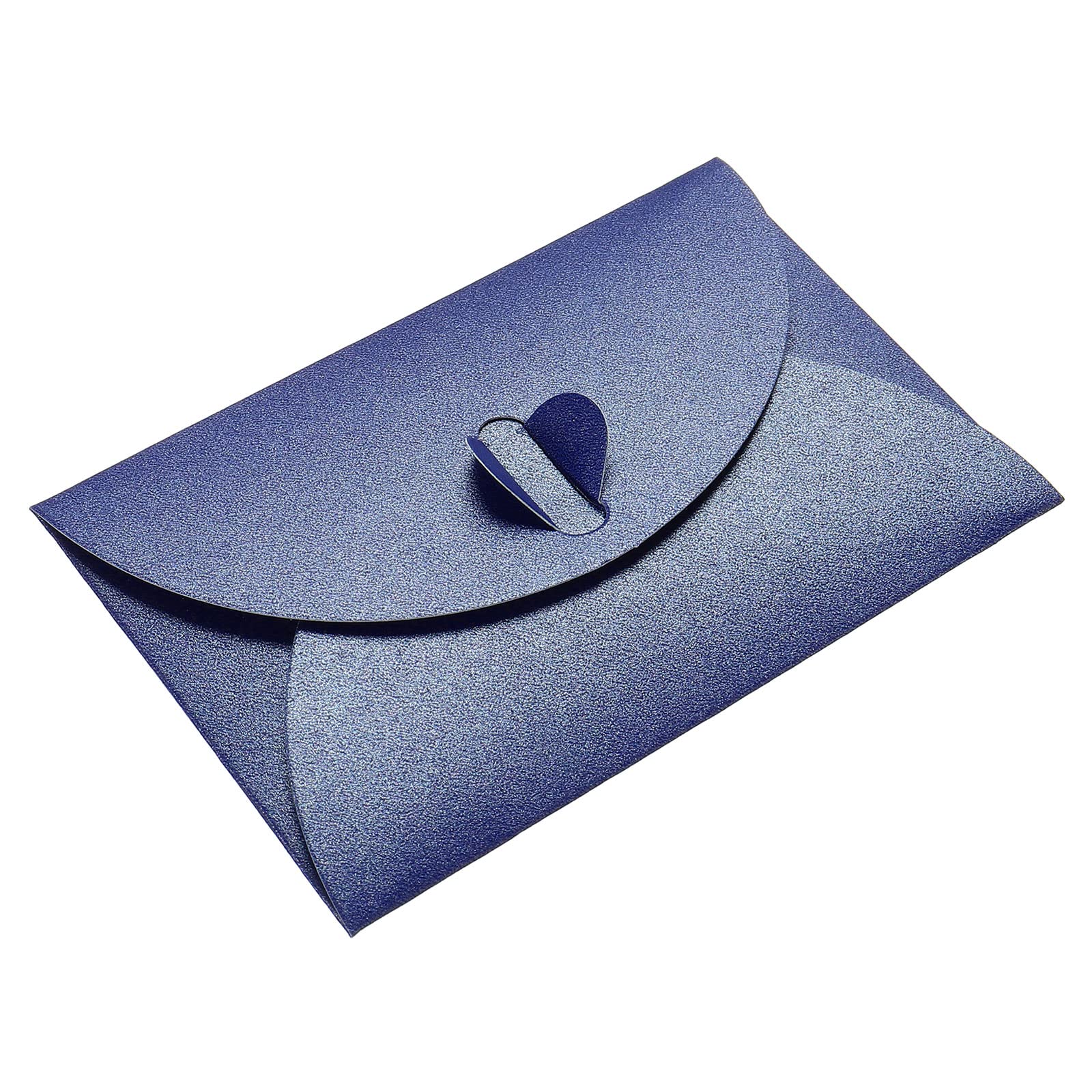 PATIKIL Mini Envelopes, 50 Pack Heart Clasp Tiny Items Storage Cute Present Card Holder for Wedding Greeting Party, Dark Blue