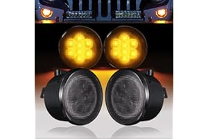 V8 GOD JK Wrangler Turn Signal Lights Smoked Lens Amber LED Flasher Blinker Indicator for 2007-2018 Jeep JK Wrangler & Unlimited